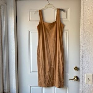 Forever 21 Tan Body-con Slit Thigh Dress